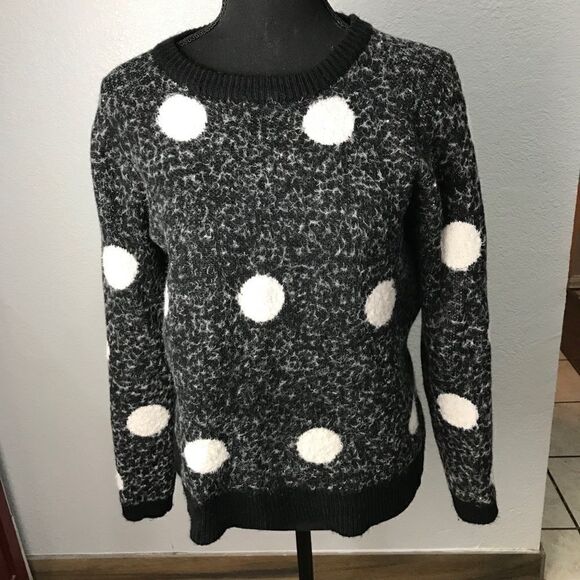 For the Republic Polka Dot Black/White Women’s Pullover Sweater Sz L - Picture 2 of 7